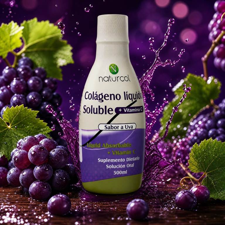 Naturcol Colágeno Líquido sabor uva 4000mg 500mL, colágeno y belleza, a domicilio Villavicencio