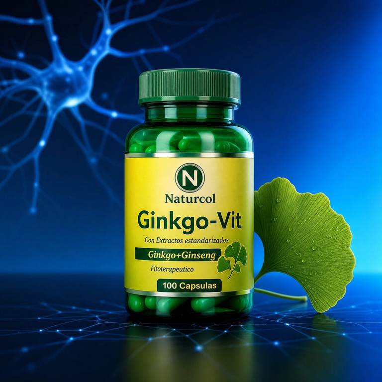 Naturcol Ginkgo-Vit Ginkgo y Ginseng 100 cápsulas, cerebral y memoria, a domicilio Villavicencio