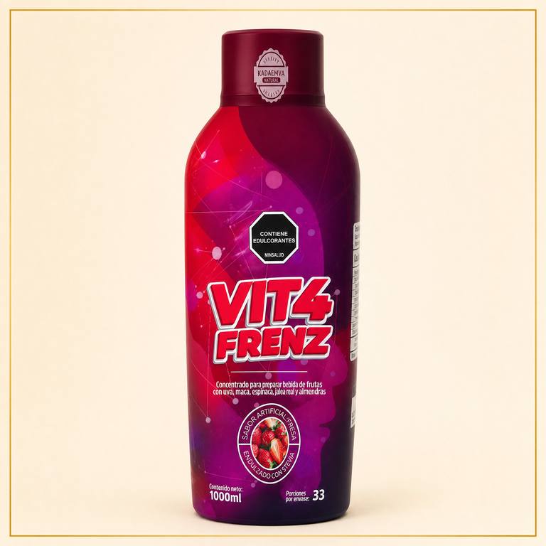 VIT4 FRENZ con espirulina, jalea real y maca 1000 ml, defensas e inmunidad, a domicilio Villavicencio