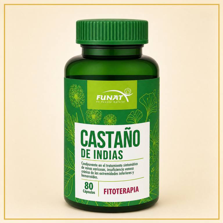 FUNAT Castaño de Indias fitoterapia 80 cápsulas, bienestar de piernas a domicilio Villavicencio