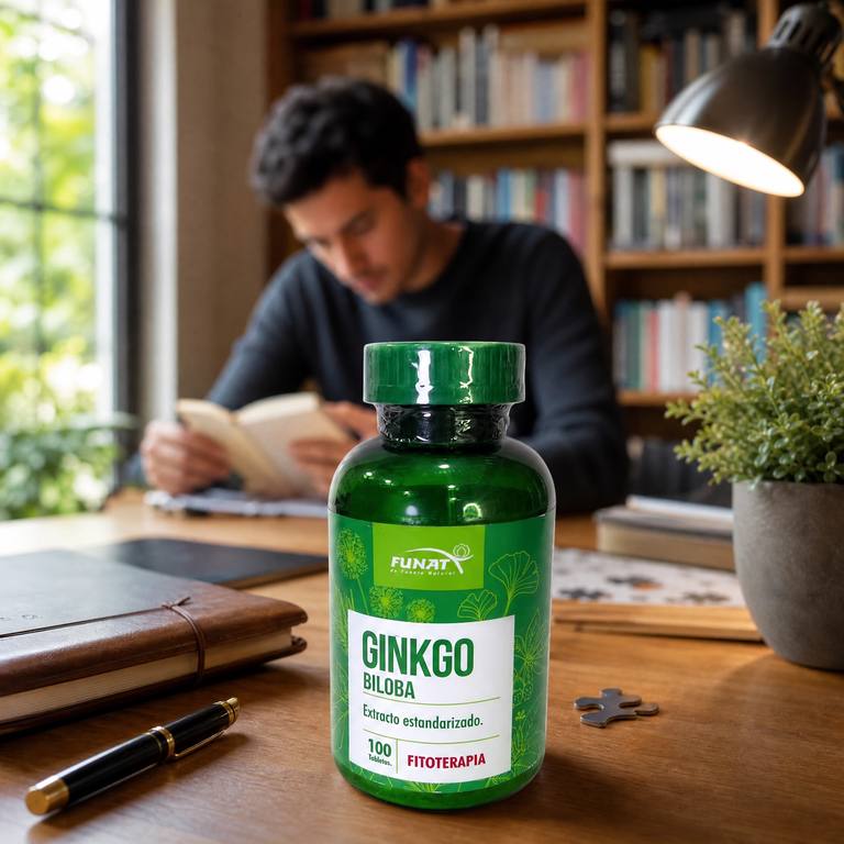FUNAT Ginkgo Biloba extracto estandarizado 100 tabletas, cerebral y memoria, a domicilio Villavicencio.
